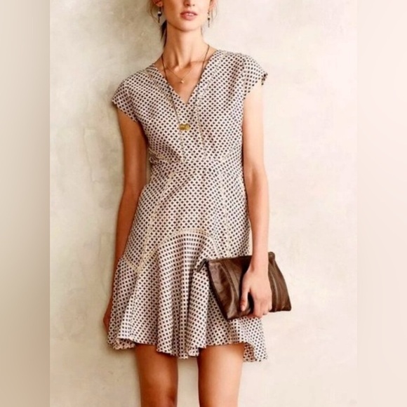 Anthropologie San & Soni Cross Stitch Wool Flounce Fit & Flare Dress Size XS - Picture 1 of 8